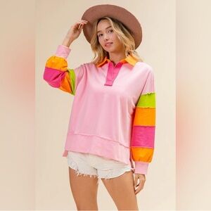 Vici Pink Collared Swewtshirt